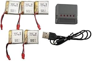 ZYGY 5pcs 3.7V 380mah Lithium Batterie mit 1pcs 5 in 1 Ladegerät für SYMA X21 X21W X26 D15 X100 RC Quadcopter Drone