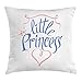 Produktbild Girl Slogan Throw Pillow Cushion Cover, Little Princess in Curvy Handwriting Girly Crown Queen Like Heart, Decorative Square Accent Pillow Case, Ceil Blue and Pale Pink,20 X 20 Inches