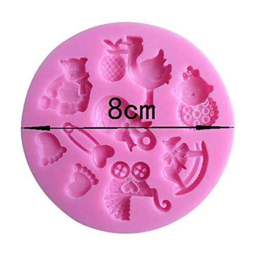 Karen Baking 2Pcs/Set Babypflege Geformt 3D Silikon-verzierender Schokoladen-Kuchen-Form-Fondant-backendes Werkzeug-Rosa - 8