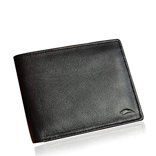Preisvergleich Produktbild Business Geldbeutel Männer mit RFID-Schutz - Geldbörse Herren schwarz Portemonnaie Portmonaise - Herrengeldbeutel Leder Schwarz - Herrenbörse Portmonee - Herren Geschenk Wallet Brieftasche