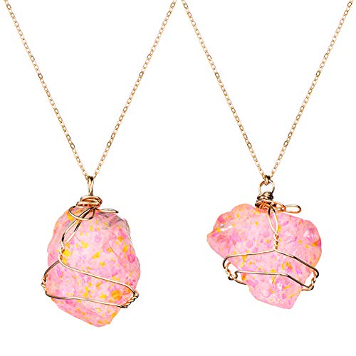 Preisvergleich Produktbild yuhiugre Natursteinkette, farbig unregelmäßig, Steinaufzug, einzigartig, schön, schön, einzigartigste Geschenk - tragende Dekoration, Anhänger(Pink)