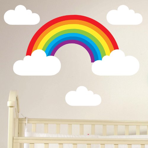 Rainbow and Clouds Removable Wall Sticker Set Children's Nursery Decal