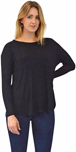 EX Urban Outfitters Ladies Black Rib Knit Long Sleeve Round Neck Swing Top