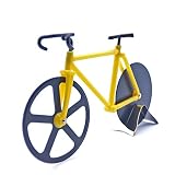 Pazzi Bicicleta Cortapizzas Bici Rueda Cortador de Pizza Cuchillo de Acero Inoxidable Amarillo