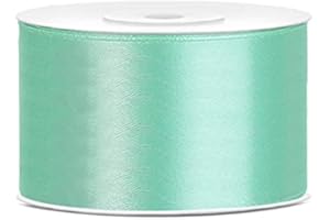 JAOW Ruban Satin Polyester Noeud et Emballage Cadeau 6/12/25/38/50/100mm x 25m (Taille 50mm x 25m - Couleur Vert menthe)