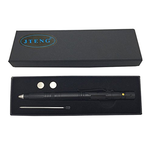 JTENG Edelstahl Taktischer Kugelschreiber Mehrzweckstift MPP für jede Extremsituation mit LED Licht & Glassbreaker Pen (schwarz) - 6