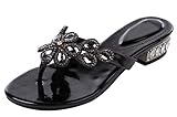 konstantin starke schuhe Pretty flower rhinestone Honeystore Damen\'s Handgemacht Blumen Pattern Strass Schaffell Pantoletten Schwarz 35.5 EU