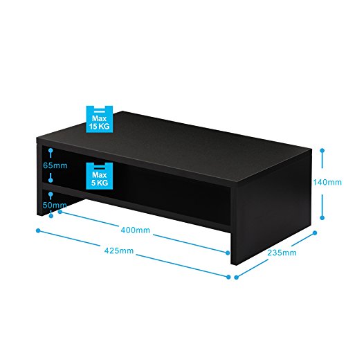 Fitueyes Monitorständer aus Holz 42,5×23,5x14cm schwarz mit Stauraum DT204201MB - 2