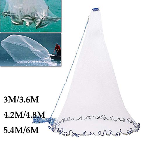 Cenphua Filet de pêche Fait à la Main en Eau salée pour piège à appâts et Poissons, Épervier de pêche en mer Fait à la Main, très résistant, avec véritables plombs, Fishing Net, cast Net