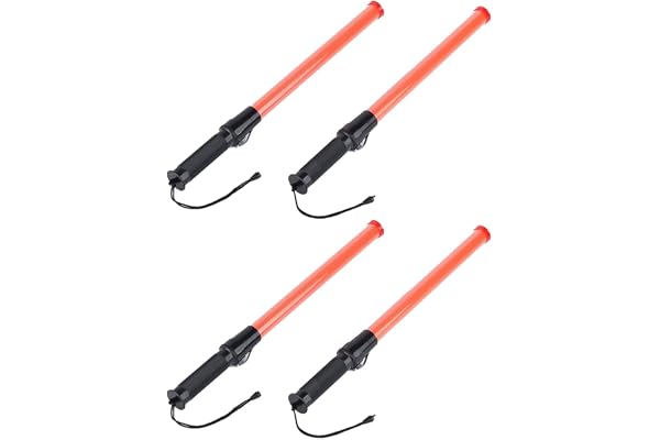 Doxiuyo Matraques de Signalisation, Bâton de Contrôle de la Circulation, Matraques Lumineuses de Sécurité, Matraques de Signalisation pour Stationnement et Aéroports, 16 Pouces, 4 Pièces Noir + Orange