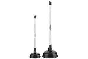 T&B ENTERPRISE T&B ® 2 x Drain Plunger Set - Toilet Plunger with Strong Suction Performance - Plumbers Plunger is Easy to Maintain - Plumbing Plunger Made from Strong Rubber