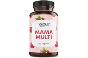 ‎YES VEGAN! Mama Multi (120 Kapseln für 4 Monate) 3-in-1: Kinderwunsch Tabletten, Schwangerschaftsvitamine und Stillzeit Vitamine - 16 Prenatal Vitamins und Superfoods - VEGAN (1x 120 Kapseln (1er Pack))
