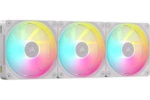 CORSAIR iCUE LINK LX120 RGB 120 mm PWM Wentylatory Pakiet Potrójny – Podwójne Pętle Świetlne – Zawiera iCUE LINK System Hub – Technologia CORSAIR AirGuide – Biały