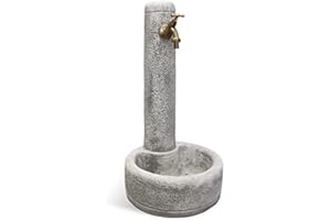 MAK KAM Fontana da Giardino Esterno in Cemento Pietra Modello DESANA Anticato colore Grigio