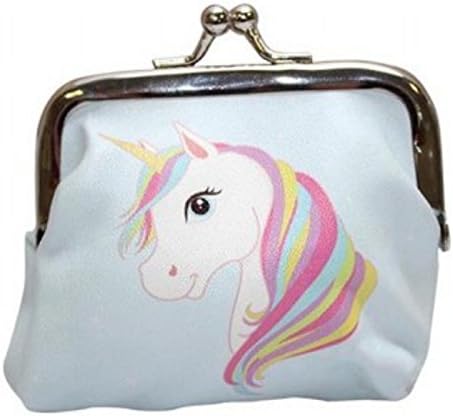 Girls Unicorn Twist Clip Coin Purse in Light Blue, Pink. Lilac or Green (Light Blue)