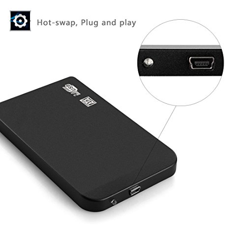 Fall für SATA HDD High Speed USB 2.0 externes Gehäuse SATA HDD und SSD in 2.5 “ Black - 3