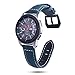 Produktbild Sansee für Samsung Gear S3 Smart Watch 22MM,Bequemer Klassischer Leder Armband mit Edelstahl Schnalle,Zwei klassischen Farben zu Auswählen (Blau)