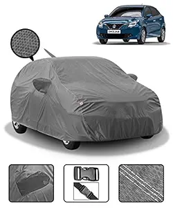 Fabtec Car Body Cover for Maruti Baleno (2015-2021) with Mirror & Antenna Pockets (Heavy Duty, Full Sized, Triple Stitched, Grey)