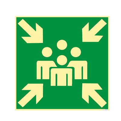 Rettungszeichen - Rettungsschild - Sammelstelle - Sammelplatz - Sammelpunkt Alu nachleuchtend 400 x 400 mm