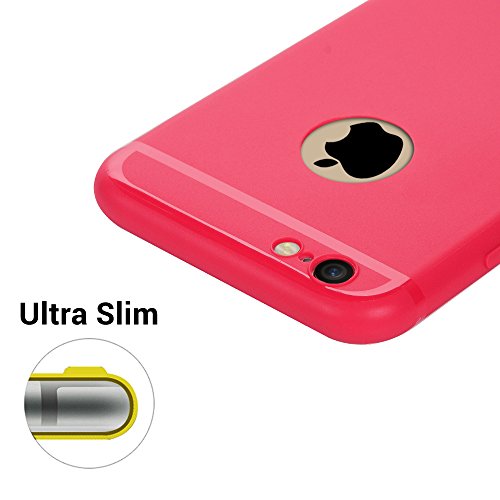 Funda iPhone 6  iPhone 6s Carcasa Silicona Gel Mate   Vidrio Templado Protector de Pantalla - Mavis s Diary Case Ultra Delgado TPU Goma Flexible Cover para iPhone 6 6s - Rojo