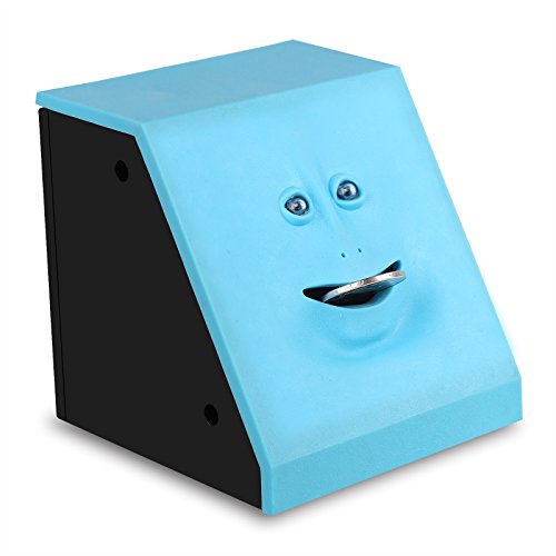 Geld sparen Bank Münze Bank Automatische Geld sparen Box Gesicht Bank Piggy Bank (Blau)