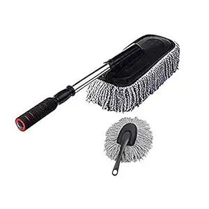 LakhanPal Microfiber Retractable Type Flat Grey Car Cleaning Duster Brush Mop for All Cars(Grey)