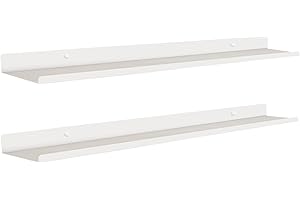 MILUKA Estantería Pared Colgante | Pack 2 Estante Pared Flotante 110 cm - Estante para Cuadros Suspendido | Baldas Pared Blancas para Cocina, Salón, Habitación, Baño, etc. | Baldas Metal (2, Blanco)