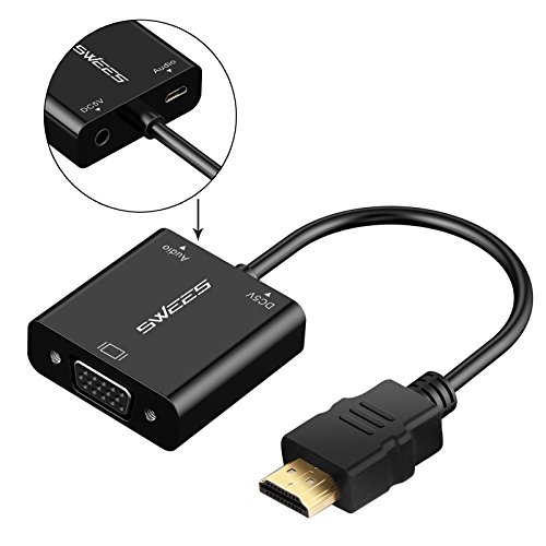 HDMI auf VGA, Swees HDMI auf VGA Kabel Adapter Konverter | Full HD bis zu 1080p / HDTV Unterstützung | für PC, Apple TV, DVD Player, Macbook, Laptop, Ultrabook, oder anderen HDMI Eingang Geräte – Schwarz - 6