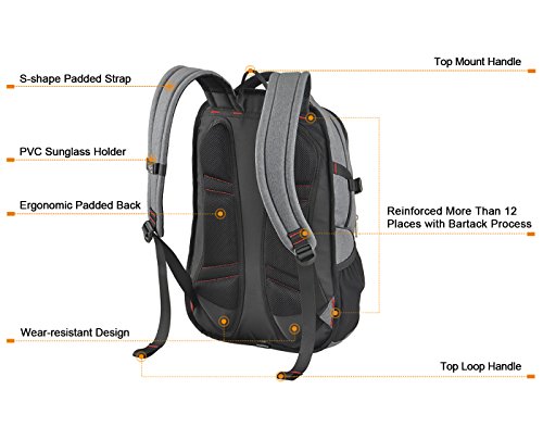 MixiI Laptoprücksack Schulrücksack mit Gepolstertem Laptopfach Studenten Unisex Backpack Daypack für Flug ,Geschäft , Sport - 5