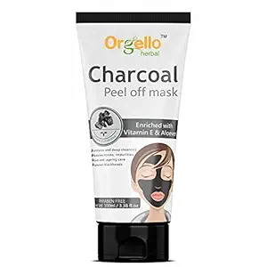 Orgello Charcoal face mask | Charcoal peel off mask | Blackheads | Deep pore cleansing for men women boys girls dry normal oily skin types | men face pack | Parabens and sulphate free 1 X 100 ml