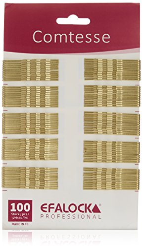 Efalock Comtesse Haarklemmen gewellt, gold, 5 cm, 1er Pack (1 x 100 Stück)