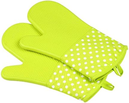 Oven Gloves Three Musketeer 300℃ Heat Resistant Lengthened Industrial Insulated Gloves Silicone Oven Gloves Microwave Insulated Gloves Thickened Gloves,for Kitchen,Cooking,Baking,Grilling (Yellow)