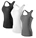 Sport Yoga TankTops Damen Workout 3 Packs Dry Fit Kompression Running Fitness T-Shirt Schwarz Weiß Grau Tag(XL)=EUR L