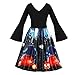 Produktbild LILIHOT Frauen Halloween Party Kleider Vintage ärmellose Swing Dress Kürbisse Abend Prom Kostüm Festlich Elegant Hepburn Cocktail Abendkleid Rockabilly Ballkleid