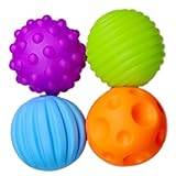 Sensory Ball, Finer Shop 4Pcs Baby Hand Catch Massage Sensory Ball with Sound Effect Early Developmental Toy for Baby