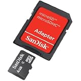 SanDisk microSDHC 4GB Class 4 Speicherkarte (inkl. microSD zu SD Adapter)