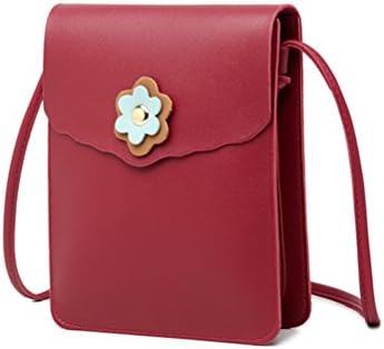 Mini PU Leather Crossbody Bag, Veriya Keys Phones Cash Coins Holder Shoulder Bag Cross Over Body Messenger Bags Pouches Handbag for Girls Kids Women Ladies Travelling Shopping Walking (Red-3 Layers)