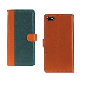 Pinaaki Enterprises Oppo A1K PU Leather Vintage Flip Cover Case | Wallet Stand |Complete Protection Cover for Oppo A1K - Camel and Green