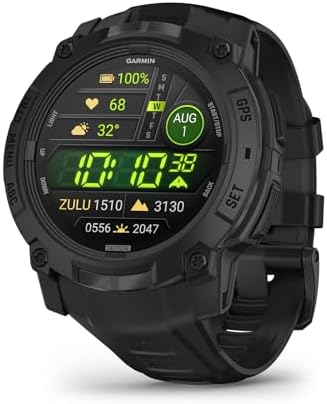 Garmin Instinct 3 - Tactical, Smartwatch, 50mm, Display AMOLED 1,3", Lunetta in metallo, 10ATM, GPS Multi-band, Torcia LED, 90+ App Sport, Funzioni tattiche e balistiche, Autonomia 24 giorni, Black