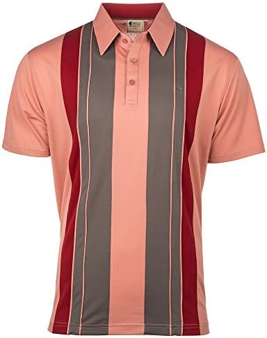 Gabicci Vertical Stripe and Panel Polo Shirt (G38X08), Candy Pink, X-Large