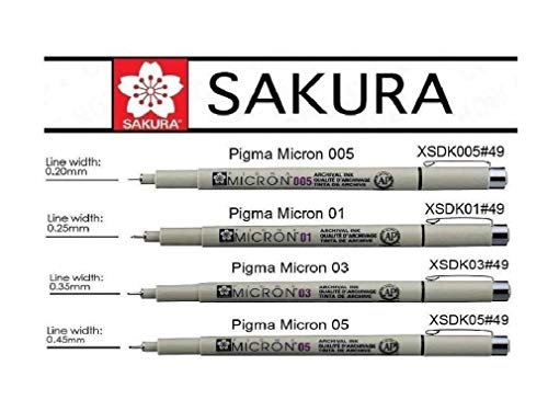 Pigma MICRON - Fineliner, 4 pezzi,005.01.03.05