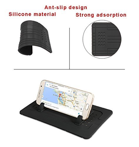 Supporto da auto per telefono cellulare in silicone, tappetino per cruscotto di auto antiscivolo per qualsiasi smartphone iPhone 8/7/6 Plus tablet ipad supporto da tavolo per navigatore satellitare GPS