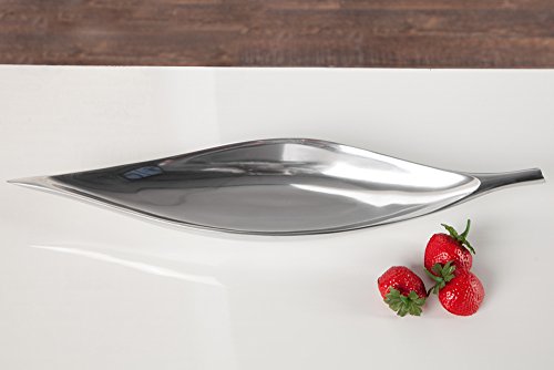 Elegante Design Deko Schale SILVER LEAF Aluminium poliert 40x10cm Accessoire - 8