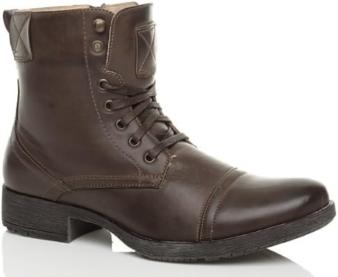 Ladies Womens Military Army Lace Up Flat Low Heel Zip Goth Biker Ankle Boots Size 3-8