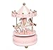 Produktbild Uchic 1PCS Vintage Pink hölzernen Karussell Weihnachten Geschenk Karussell Spieluhr Uhrwerk Mechanismus Pferdekarussell Dekorative Verzierungen Musik-Box