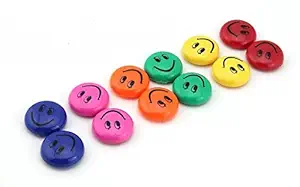CraftDev Round Cartoon Emoji Smiley Face Fridge Magnet (Multicolour, 3cm Dia)