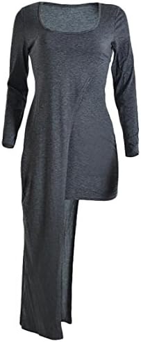H&amp;E Women's Stylish Long Sleeve Irregular Crewneck Dress Small As Picture
