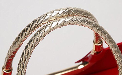 Damen-Tasche Mode Leder Lackleder Handtasche Umhängetasche Exquisite Reißverschluss Luxus Blue