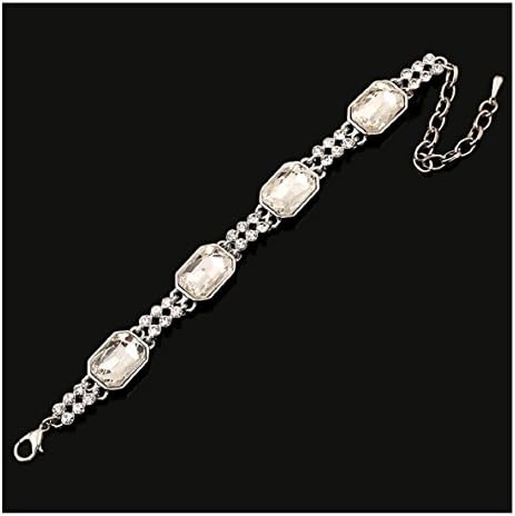 Mxixi Women Fashion Artificial Gem Crystal Silver Zircon Lobster Clasps Women Bracelet (Colour 1)