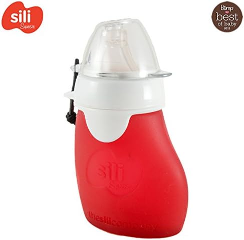 Sili Squeeze – 60ml (Open) Nozzle (Apple Red) – Quetschb Silicone Reusable Quetschie Bags to Fill Yourself, BPA, PVC And Phthalate Free. Suitable for Infants and Toddlers